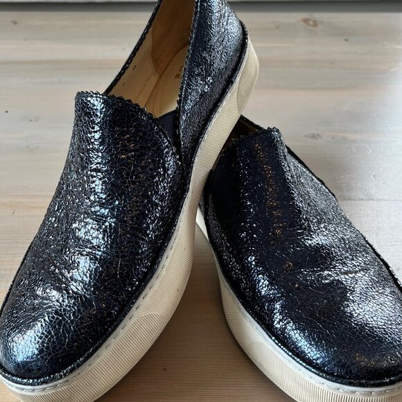 Stuart Weitzman Navy Sparkling Nugget Slip on Sneakers - Picture 1 of 8